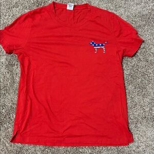 Victoria Secret PINK American flag dog logo tee women’s sz L